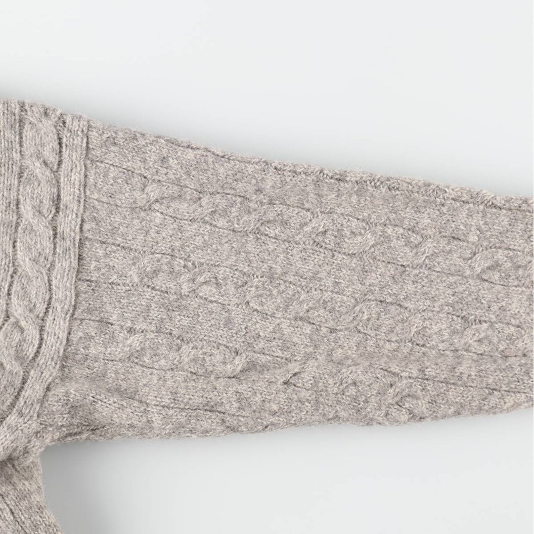 80s-90'S Eddie Bauer Black Tag Cable Knit Shawl Collar Wool Knit Cardigan Men's L Size / eaa413351