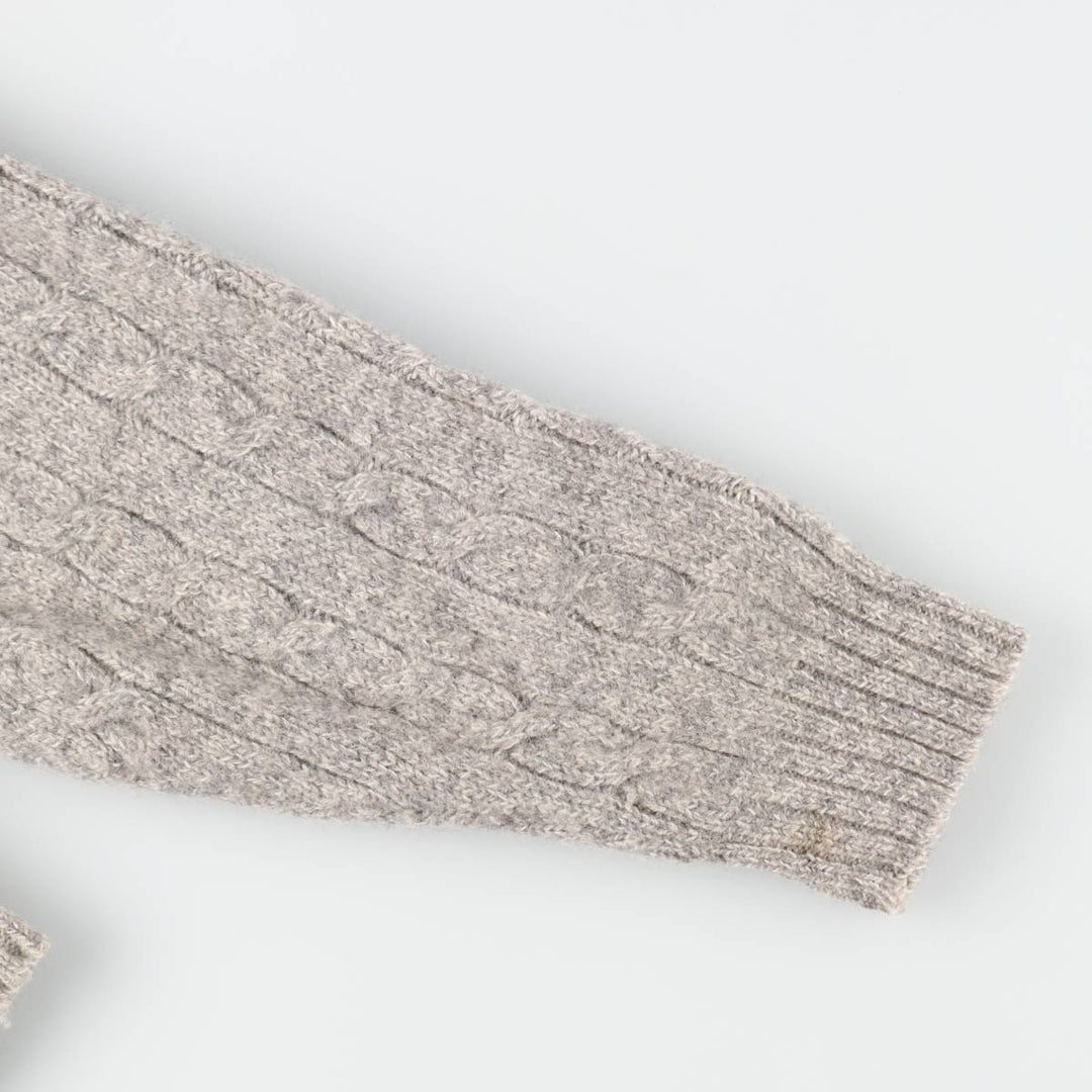 80s-90'S Eddie Bauer Black Tag Cable Knit Shawl Collar Wool Knit Cardigan Men's L Size / eaa413351