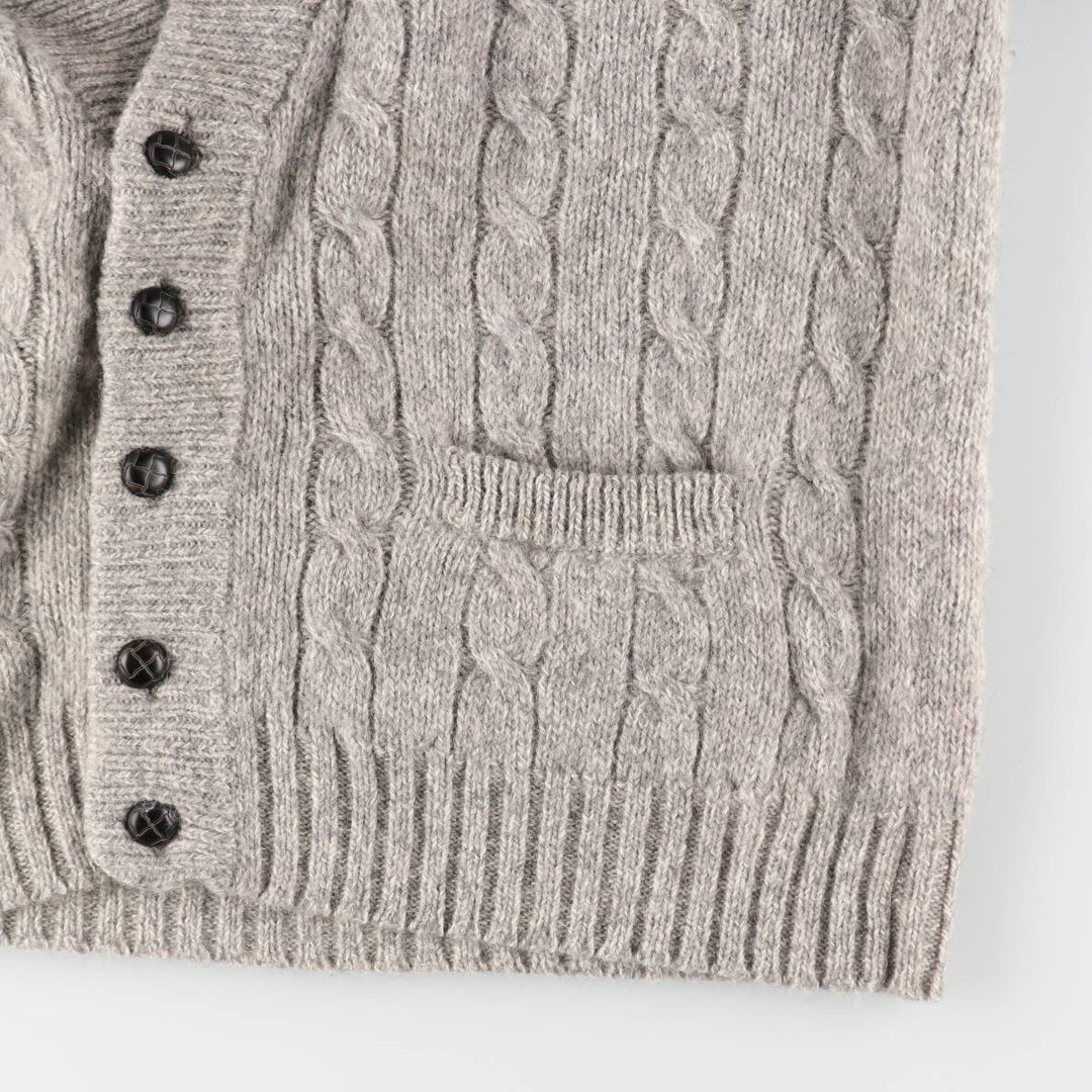 80s-90'S Eddie Bauer Black Tag Cable Knit Shawl Collar Wool Knit Cardigan Men's L Size / eaa413351