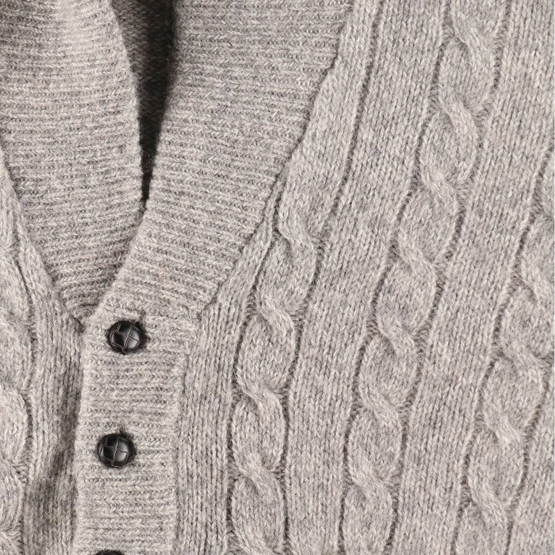 80s-90'S Eddie Bauer Black Tag Cable Knit Shawl Collar Wool Knit Cardigan Men's L Size / eaa413351