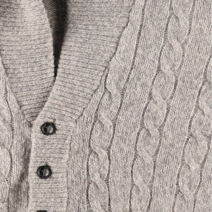 80s-90'S Eddie Bauer Black Tag Cable Knit Shawl Collar Wool Knit Cardigan Men's L Size / eaa413351