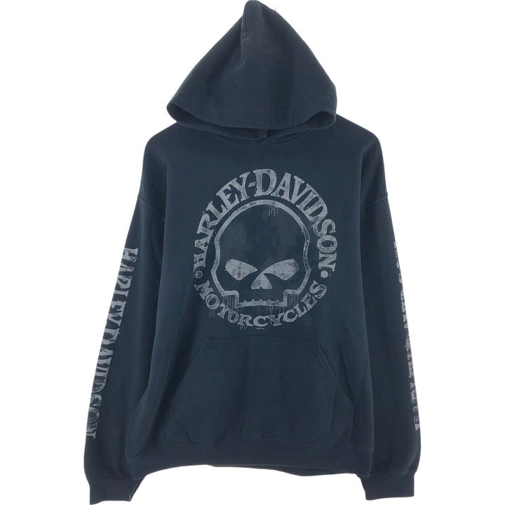 Harley-Davidson Skull Pattern Advertising Sweat Pullover Hoodie Men's L size / eaa413462