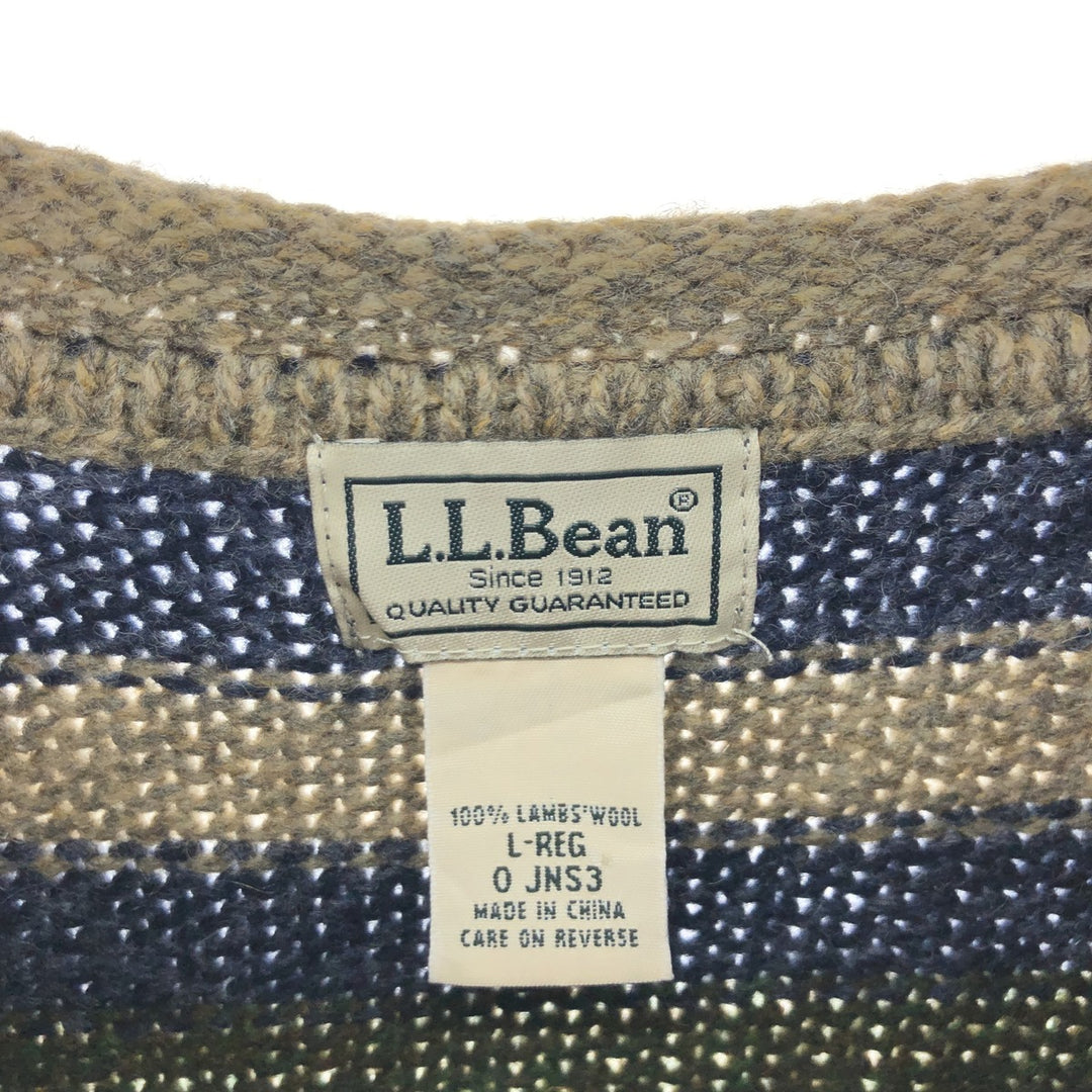 LLBean Border Pattern Wool Knit Sweater Men's Size L /eaa413613