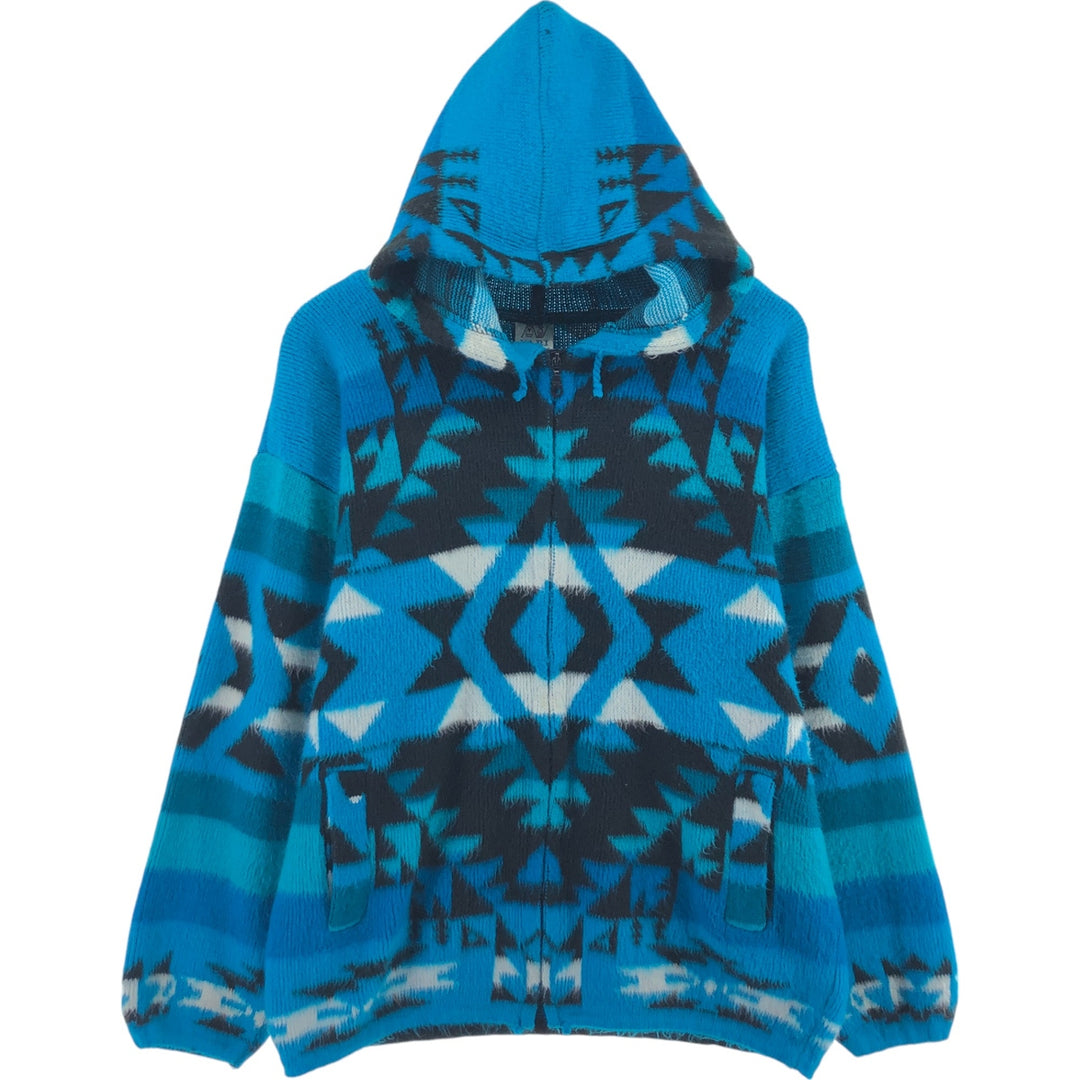 YARI ARTESANIAS Native Pattern Wool Knit Parka Made in Ecuador Men's M size /eaa413622