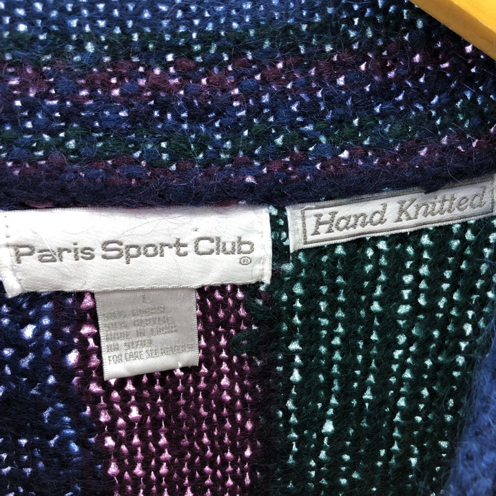 PARIS SPORTS CLUB all-over print mohair x acrylic knit sweater, men's size L /eaa413624