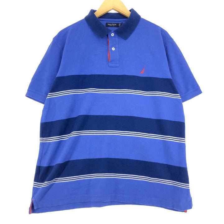 00'S NAUTICA Short Sleeve Striped Polo Shirt Men's L /eaa413915