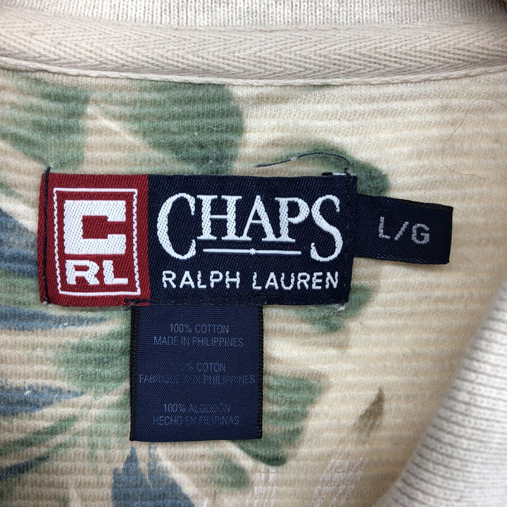 90'S Ralph Lauren CHAPS Chaps All-over Leaf Pattern Short Sleeve Polo Shirt Men's L Size Vintage / eaa413926