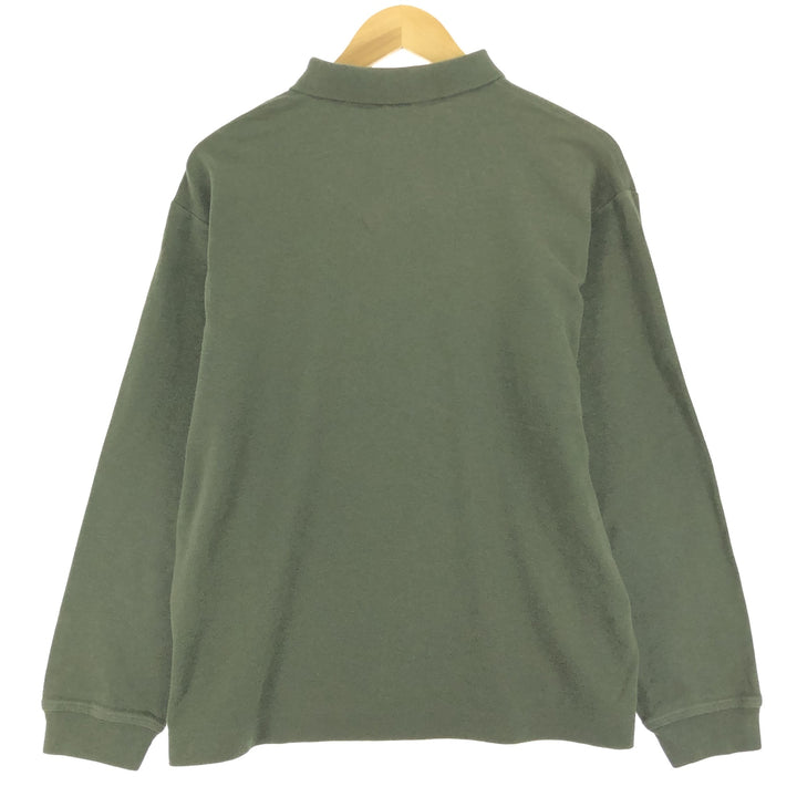 NAUTICA Long Sleeve Polo Shirt, Men's L cotton Khaki type Vintage Second Hand