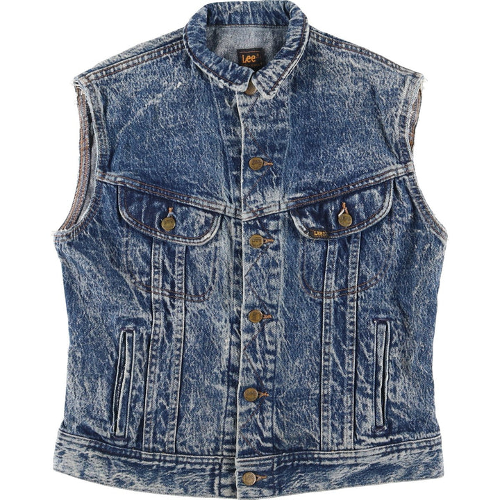 80'S Lee Riders Cut-off Sleeves Chemical Wash Denim Vest Men's M Vintage /eaa414004