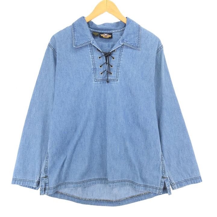 Harley-Davidson Lace-up Long Sleeve Denim Shirt Women's L /eaa414409