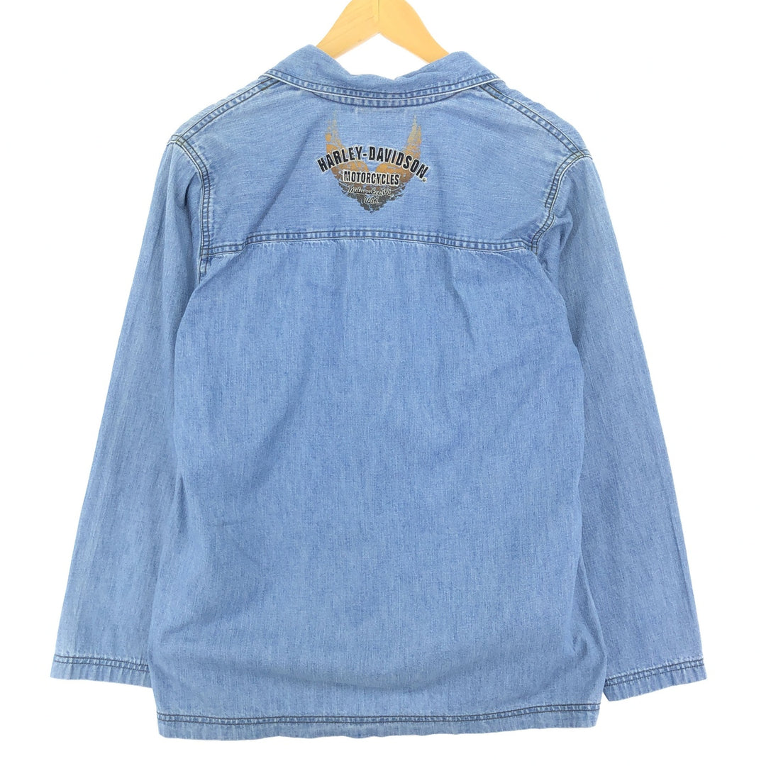 Harley-Davidson Lace-up Long Sleeve Denim Shirt Women's L /eaa414409
