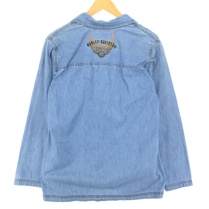 Harley-Davidson Lace-up Long Sleeve Denim Shirt Women's L /eaa414409