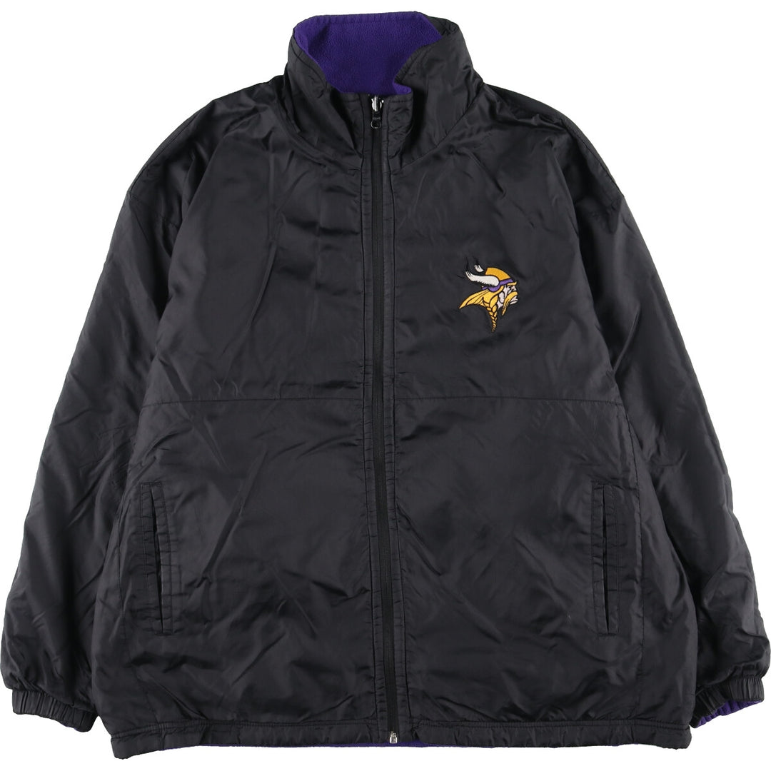 Pro Player NFL Minnesota Vikings Reversible Nylon and Fleece Jacket, Men's Size Large polyester purple type Vintage Second Hand