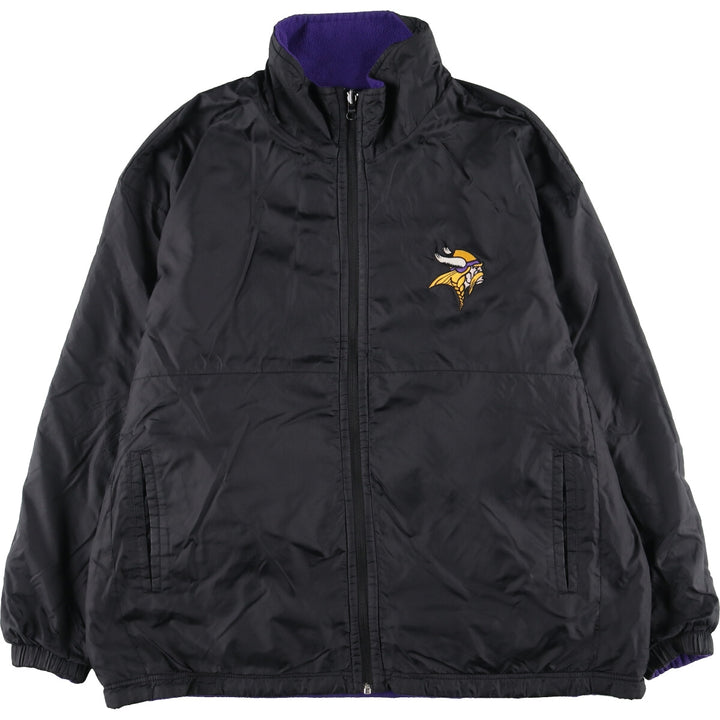 Pro Player NFL Minnesota Vikings Reversible Nylon and Fleece Jacket, Men's Size Large polyester purple type Vintage Second Hand