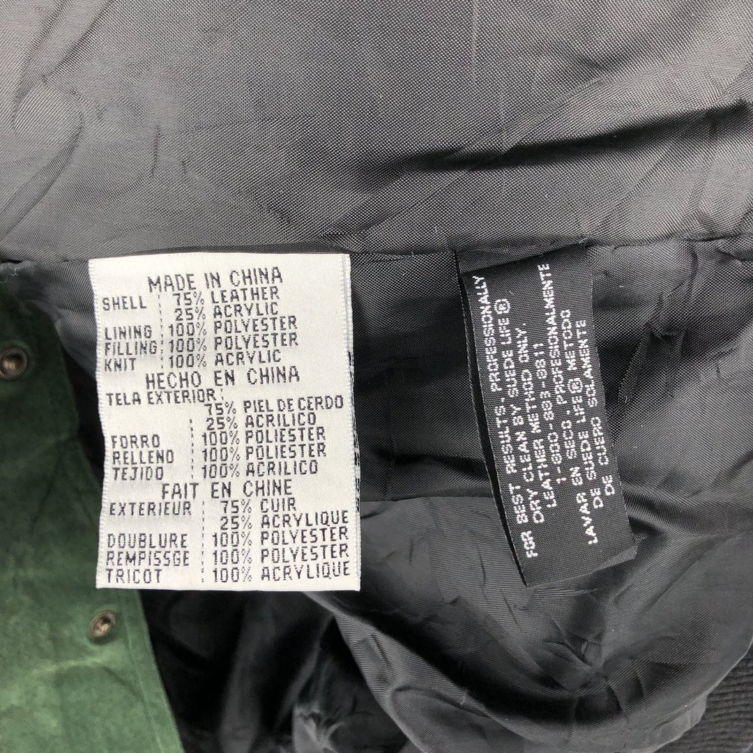 90'S Carl Banks NFL Green Bay Packers Padded Leather Blouson, Men's Size XL genuine leather Khaki type Vintage Second Hand