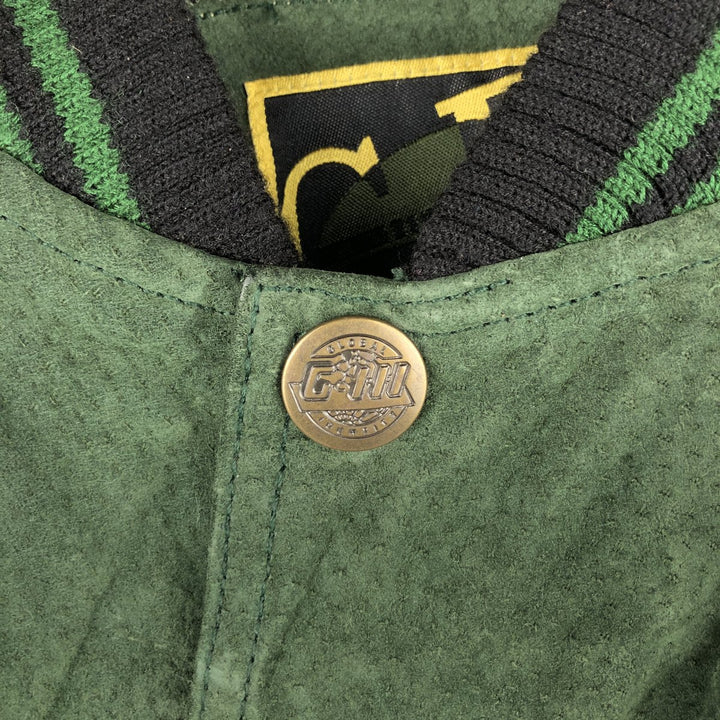 90'S Carl Banks NFL Green Bay Packers Padded Leather Blouson, Men's Size XL genuine leather Khaki type Vintage Second Hand