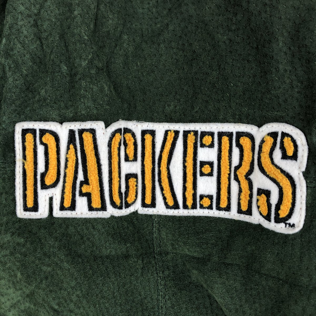 90'S Carl Banks NFL Green Bay Packers Padded Leather Blouson, Men's Size XL genuine leather Khaki type Vintage Second Hand