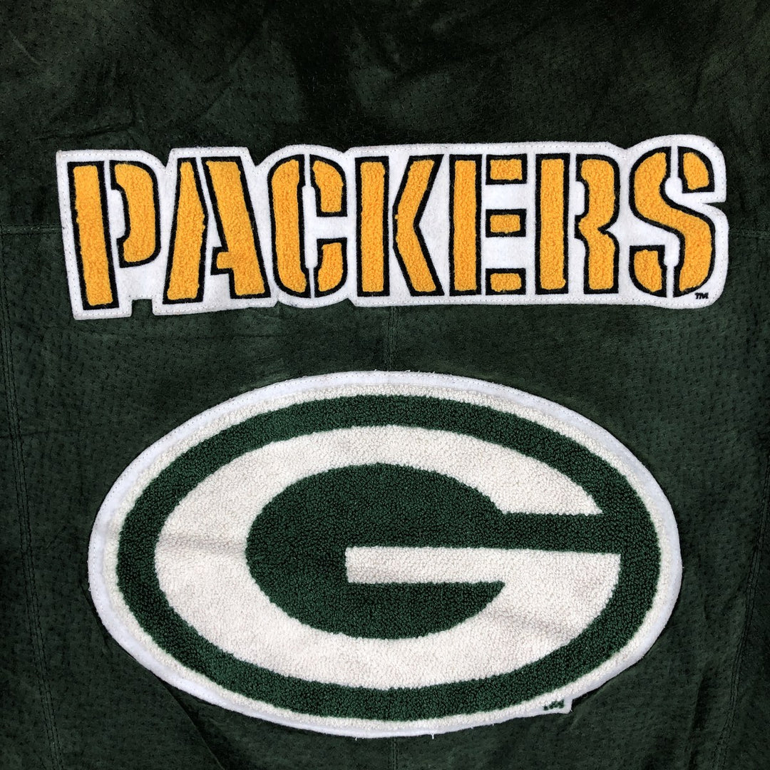 90'S Carl Banks NFL Green Bay Packers Padded Leather Blouson, Men's Size XL genuine leather Khaki type Vintage Second Hand