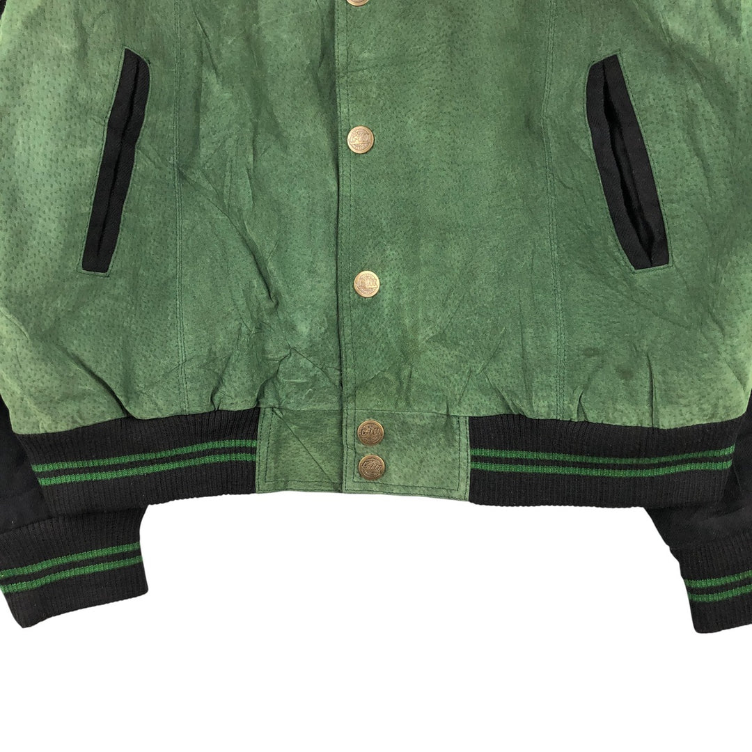 90'S Carl Banks NFL Green Bay Packers Padded Leather Blouson, Men's Size XL genuine leather Khaki type Vintage Second Hand