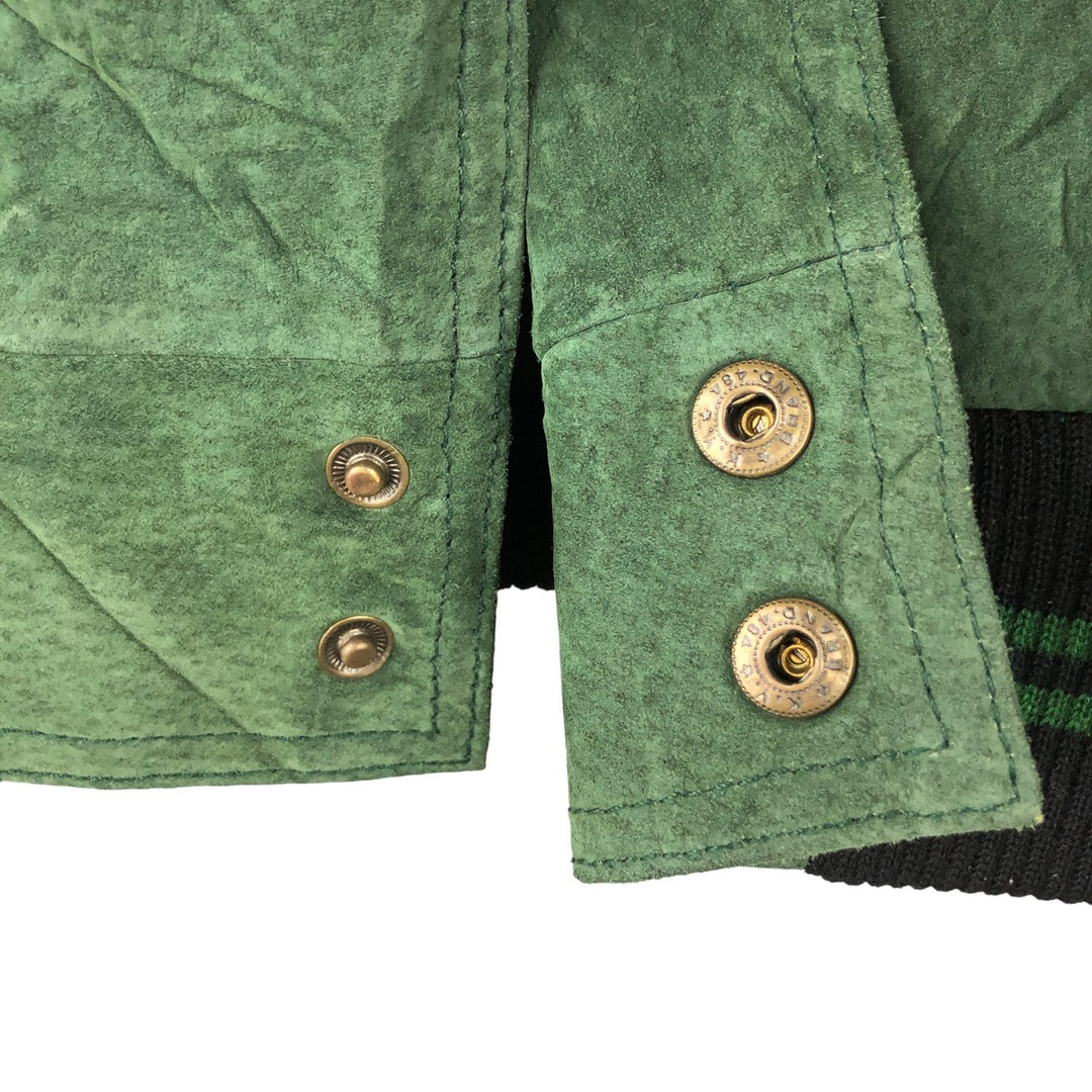 90'S Carl Banks NFL Green Bay Packers Padded Leather Blouson, Men's Size XL genuine leather Khaki type Vintage Second Hand