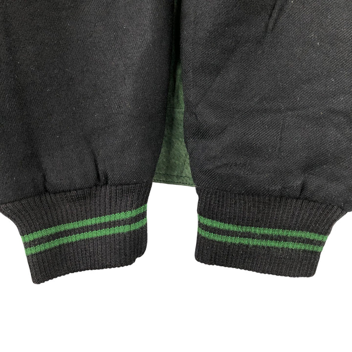 90'S Carl Banks NFL Green Bay Packers Padded Leather Blouson, Men's Size XL genuine leather Khaki type Vintage Second Hand