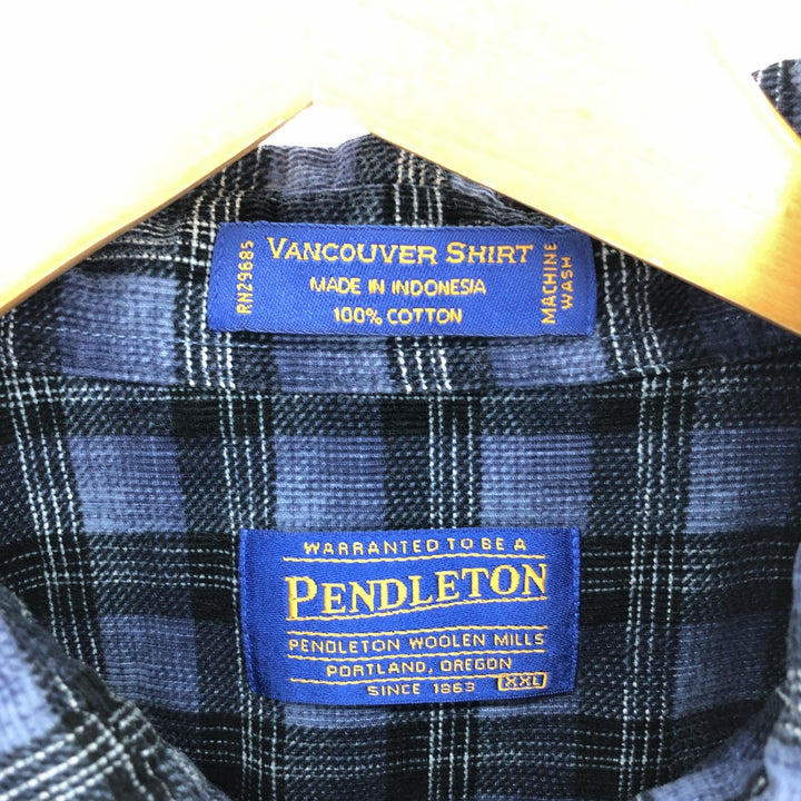 00'S Pendleton Check Pattern Long Sleeve Button Down Shirt Men's L /eaa414990