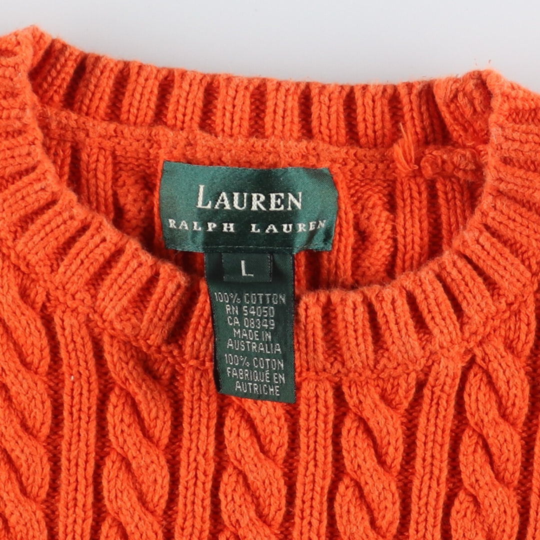 Ralph Lauren LAUREN Lauren Cable Knit Cotton Sweater Women's L /eaa415053