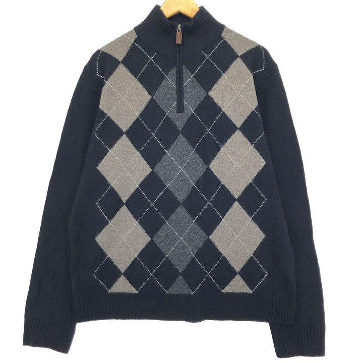 J.Crew Argyle Pattern Wool Knit Half Zip Sweater Men's L /eaa415610