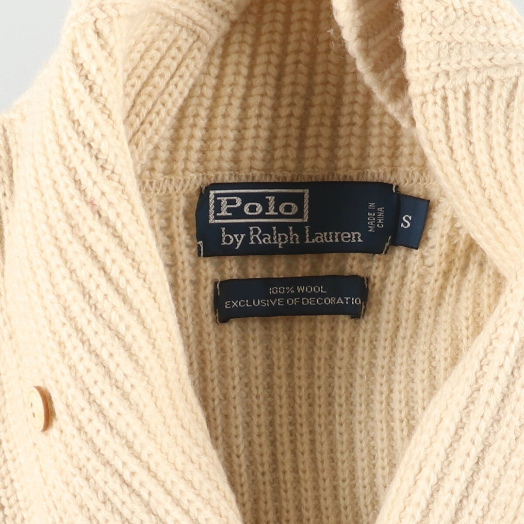 Ralph Lauren POLO by Ralph Lauren ribbed shawl collar wool knit cardigan, men's S /eaa415697