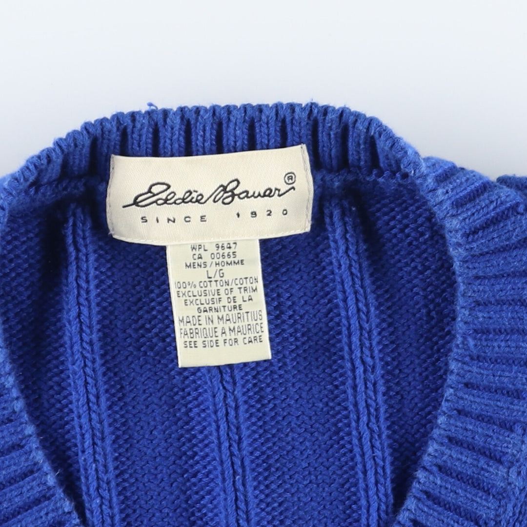 00'S Eddie Bauer Ribbed V-neck Cotton Knit Sweater Men's L /eaa415941