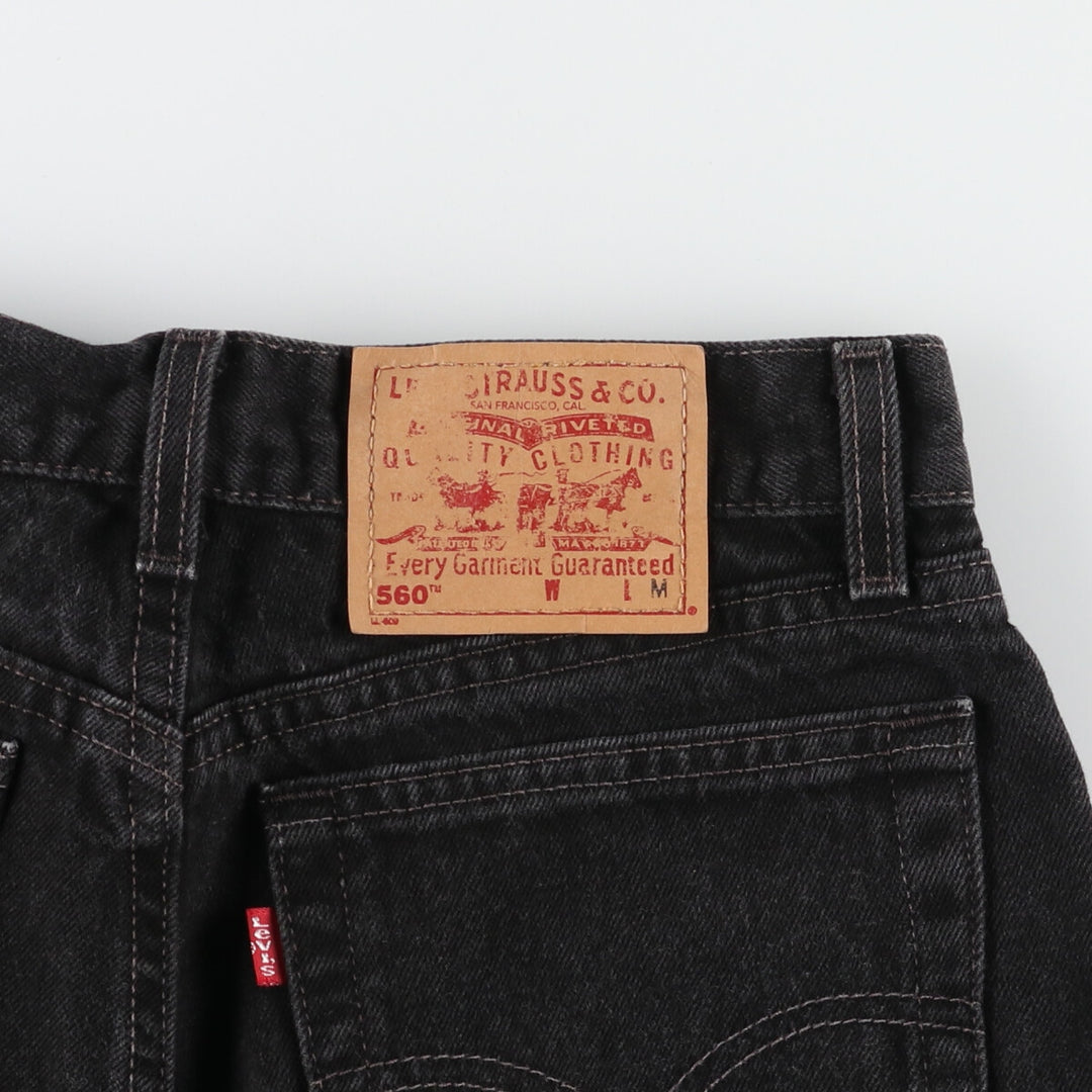 00'S Levi's 560 LOOSE FIT STRAIGHT LEG Black Denim Tapered Denim Pants Made in USA Women's L (w27) /eaa416002