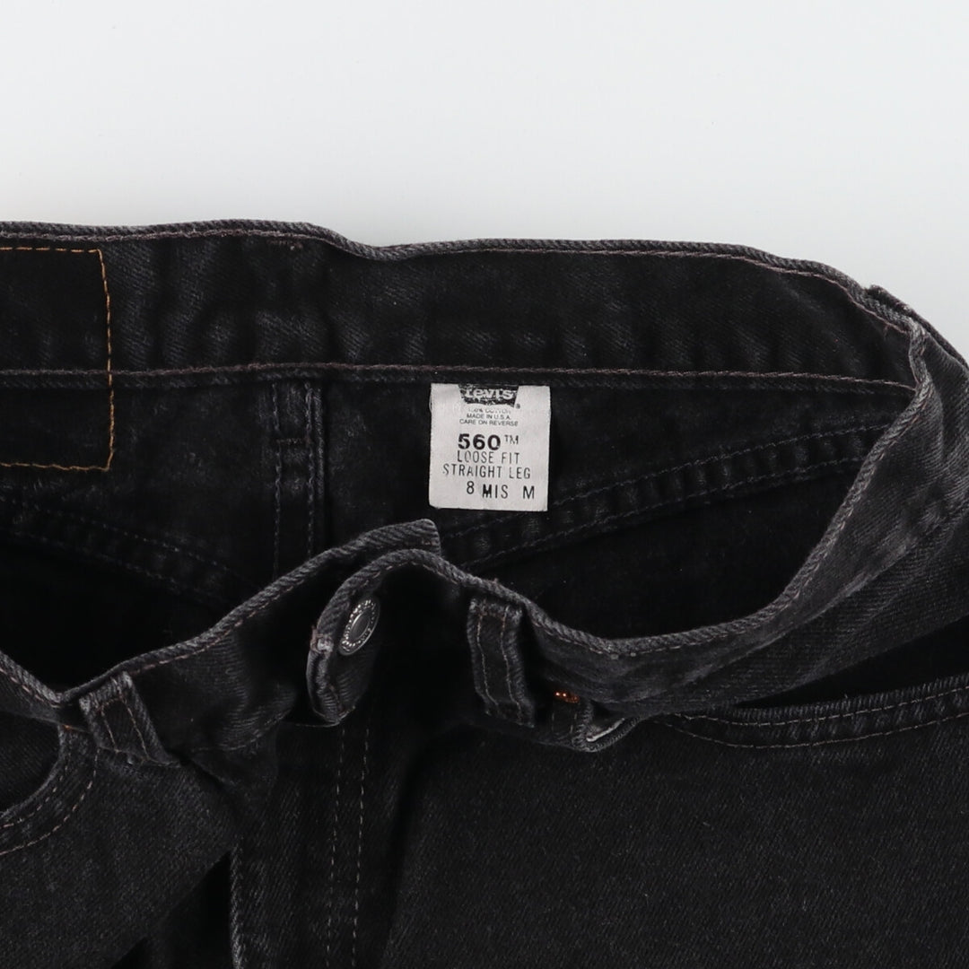 00'S Levi's 560 LOOSE FIT STRAIGHT LEG Black Denim Tapered Denim Pants Made in USA Women's L (w27) /eaa416002