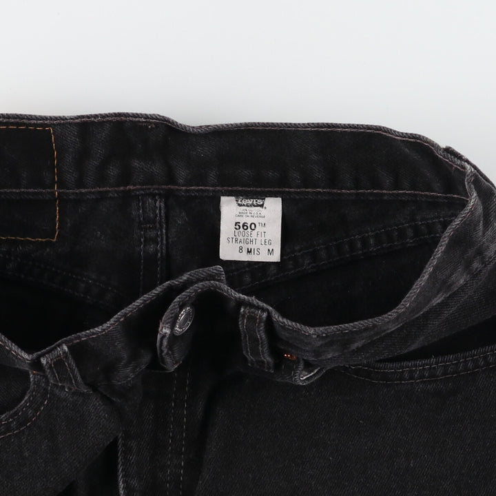 00'S Levi's 560 LOOSE FIT STRAIGHT LEG Black Denim Tapered Denim Pants Made in USA Women's L (w27) /eaa416002