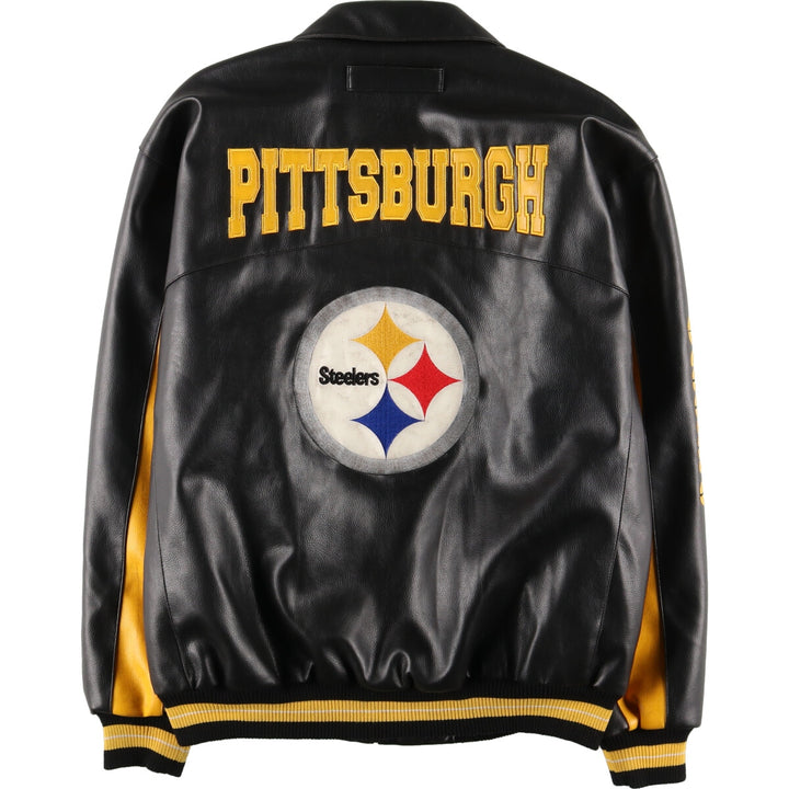 NFL PITTSBURGH STEELERS Pittsburgh Steelers Back Logo Faux Leather Blouson Type Men's L /eaa416171