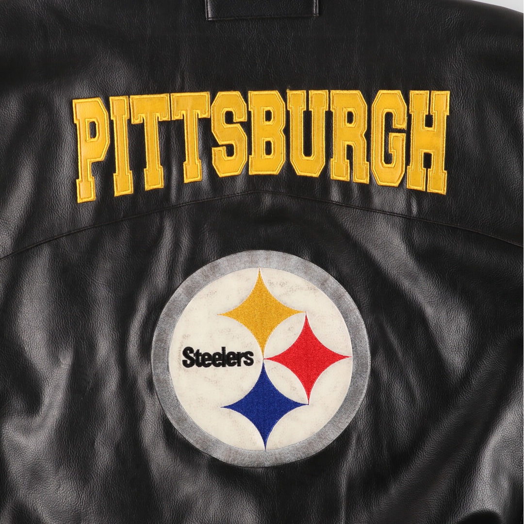 NFL PITTSBURGH STEELERS Pittsburgh Steelers Back Logo Faux Leather Blouson Type Men's L /eaa416171