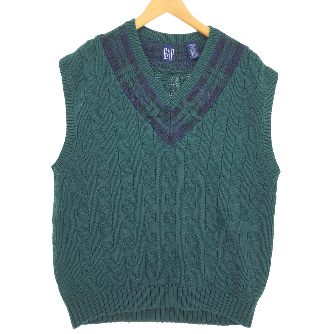 90'S GAP Old Gap Cable Knit V-Neck Cotton Knit Vest Men's XL /eaa416230