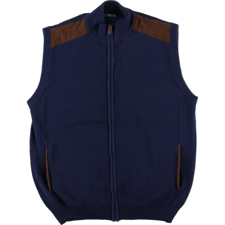 CHAPS full zip front cotton knit vest men's L /eaa416233