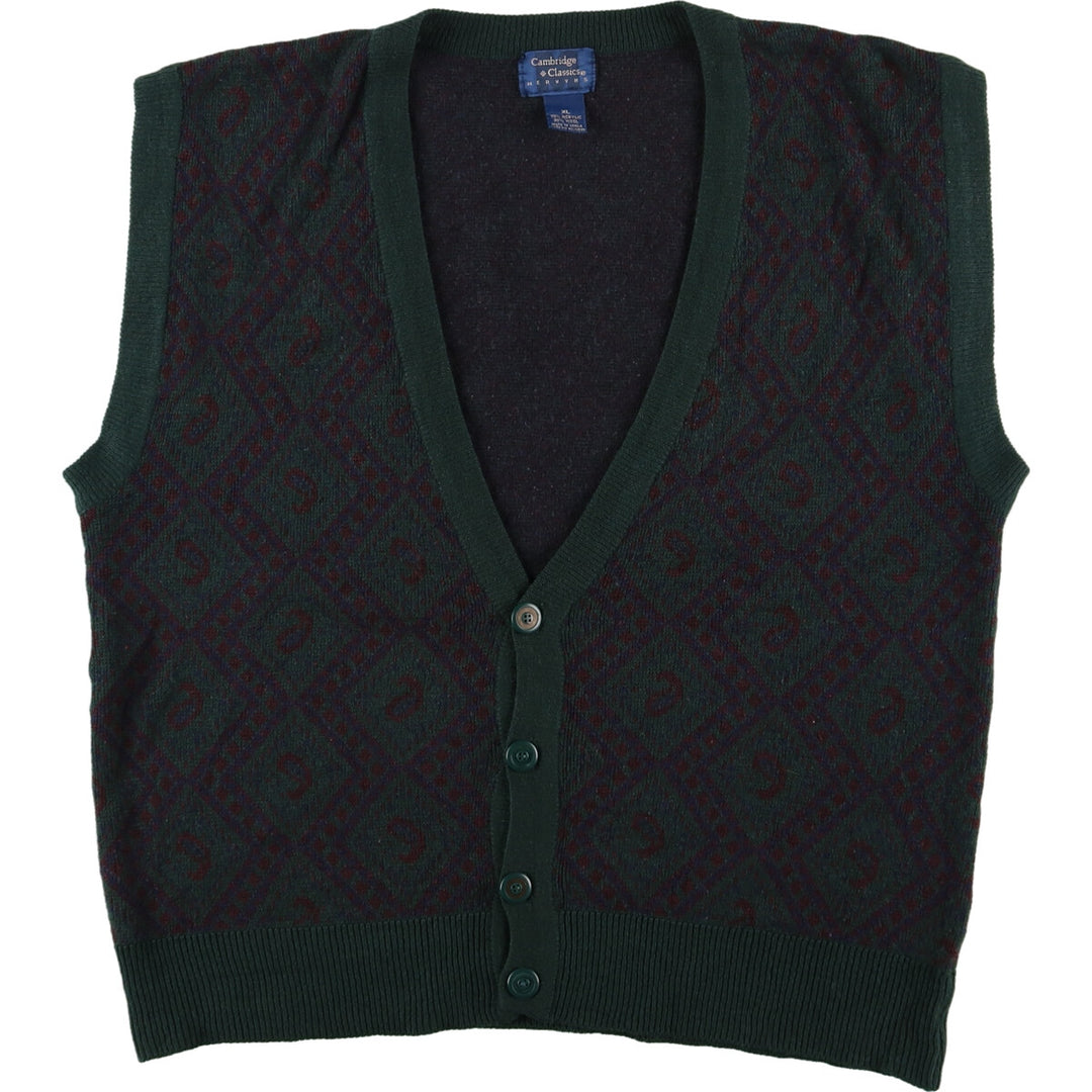 CAMBRIGDE CLASSICS All-over Pattern Open-front Acrylic Vest Men's XL /eaa416241