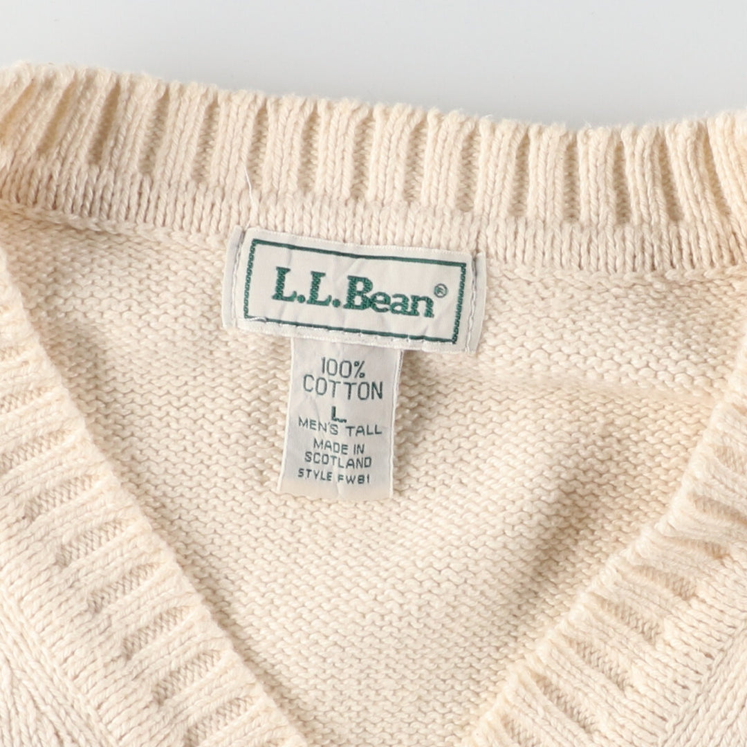 90'S LLBean V-neck cotton knit vest made in Scotland, men's L, vintage /eaa416242