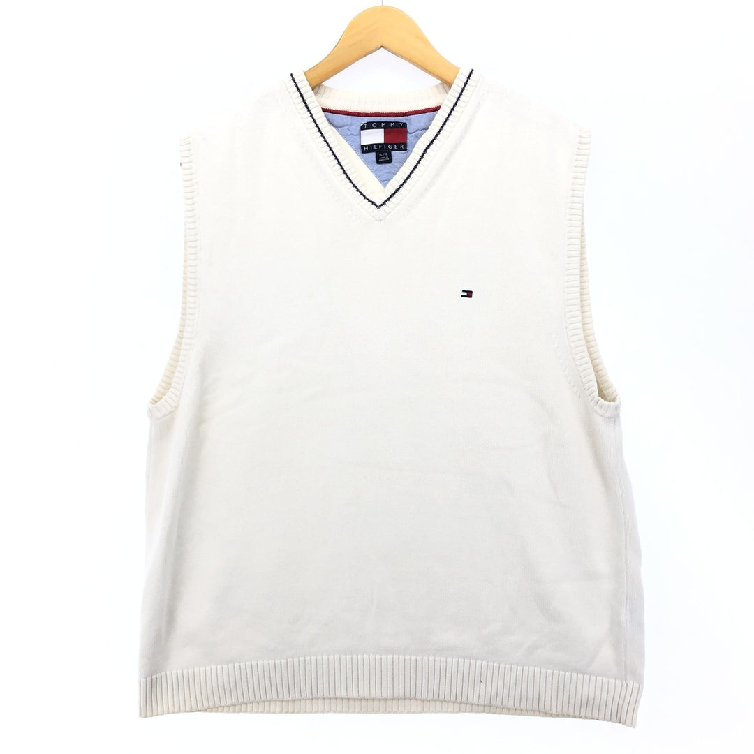 90'S Tommy Hilfiger V-neck cotton knit vest XL/XG /eaa416252