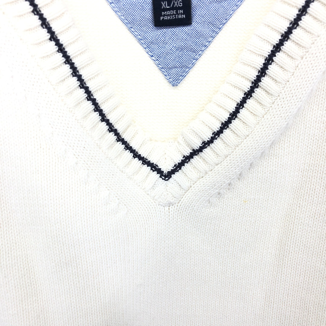 90'S Tommy Hilfiger V-neck cotton knit vest XL/XG /eaa416252