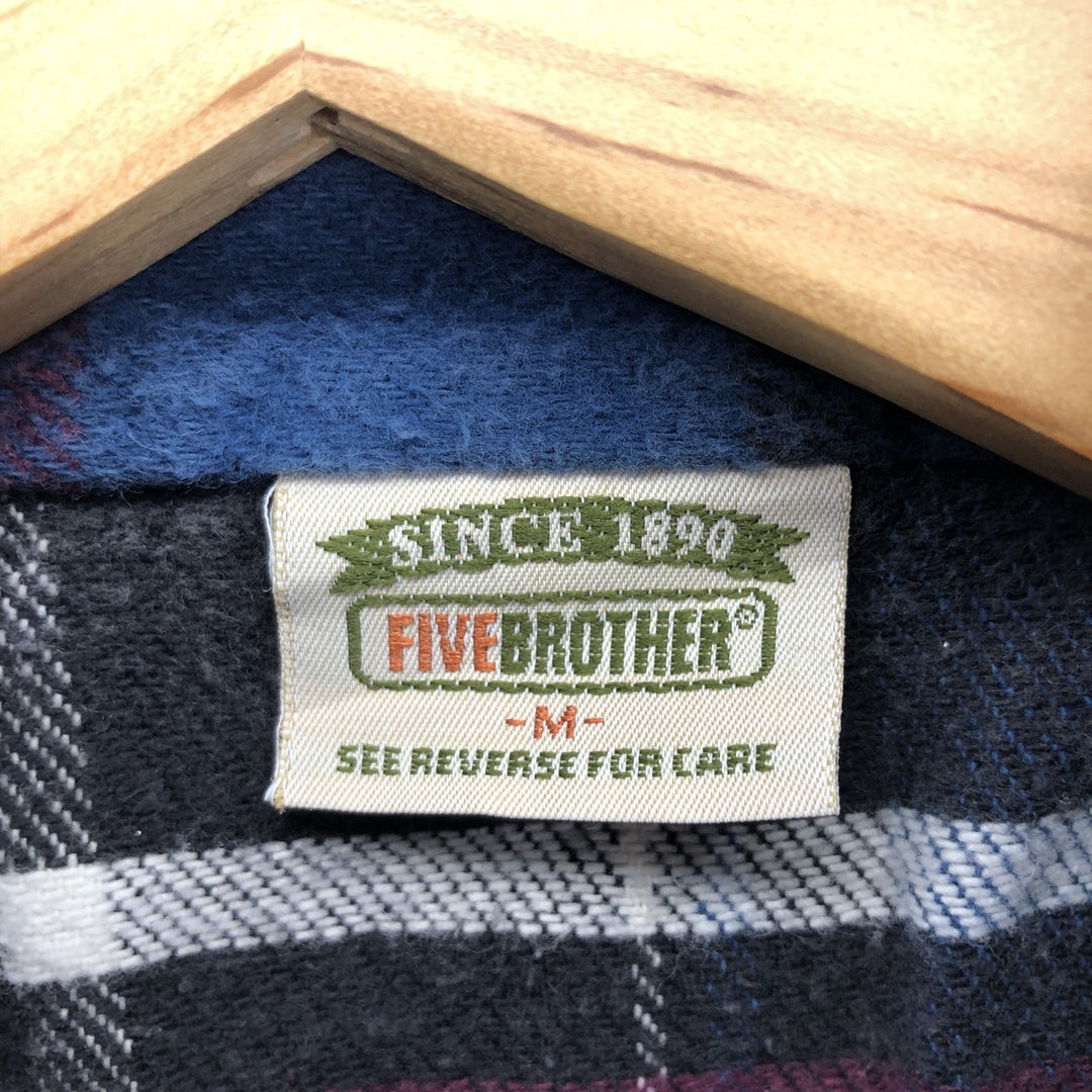 90'S Five Brother Long Sleeve Heavy Flannel Check Shirt Men's Medium Vintage /eaa416260