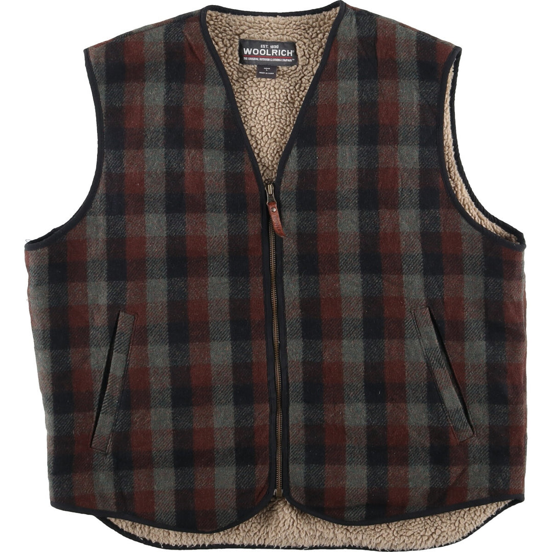 WOOLRICH Check Pattern Wool Boa Vest Men's L /eaa416520