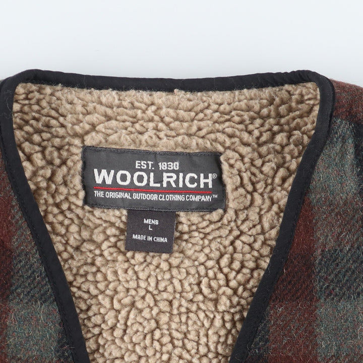 WOOLRICH Check Pattern Wool Boa Vest Men's L /eaa416520