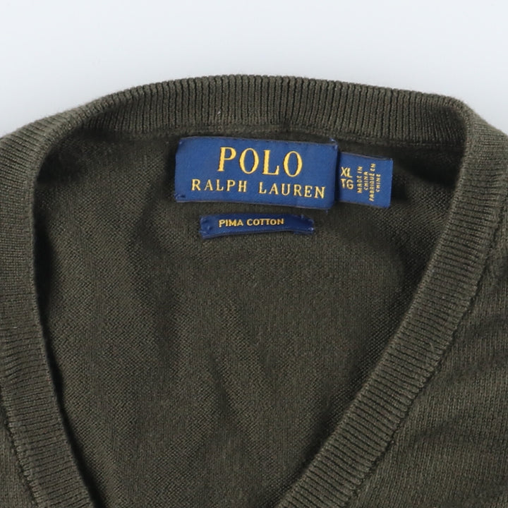 Ralph Lauren POLO RALPH LAUREN V-neck Pima cotton knit sweater Men's XL /eaa416528