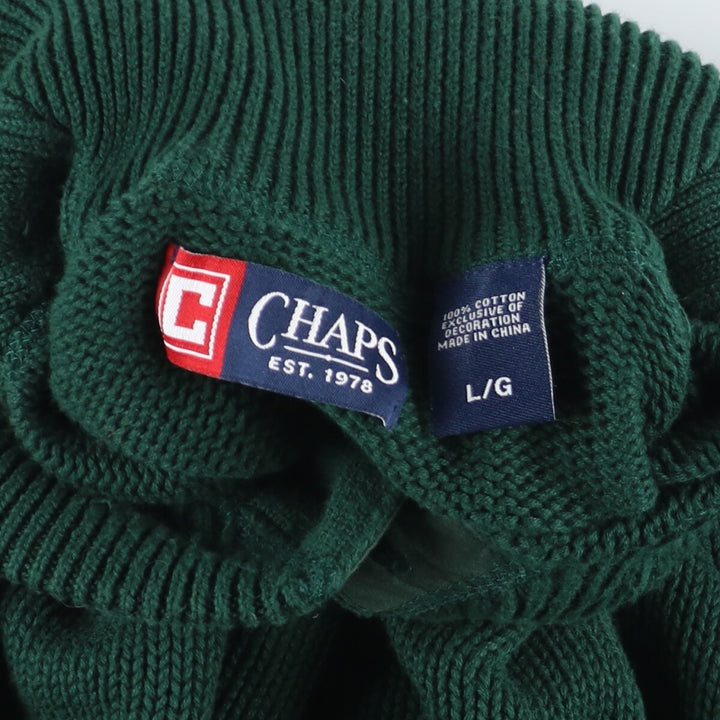 CHAPS shawl collar half button cotton knit sweater men's L /eaa416538