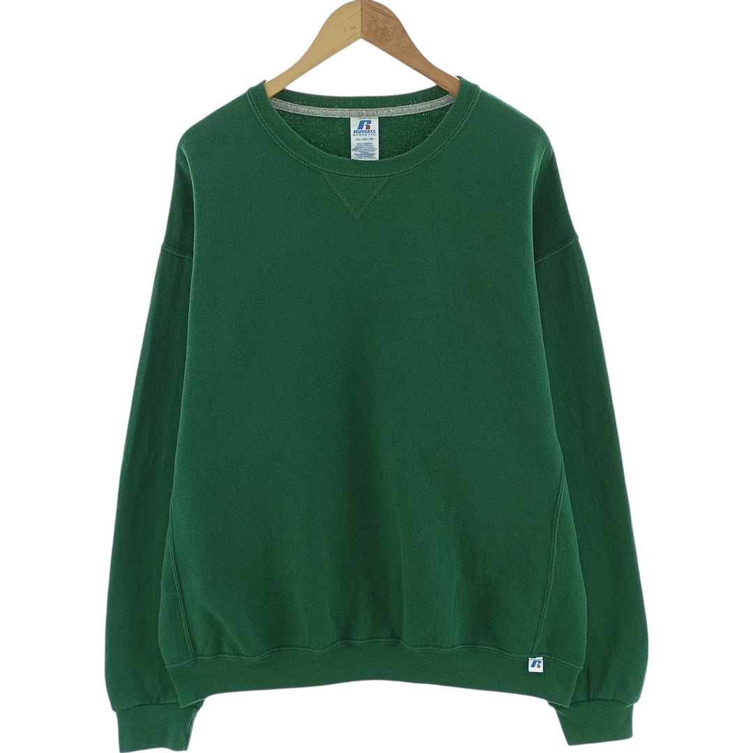 00'S ~ Russell plain blank sweatshirt, sweatshirt, men's XL size cotton green type Vintage Second Hand