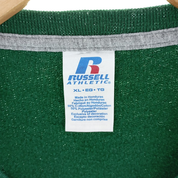 00'S ~ Russell plain blank sweatshirt, sweatshirt, men's XL size cotton green type Vintage Second Hand