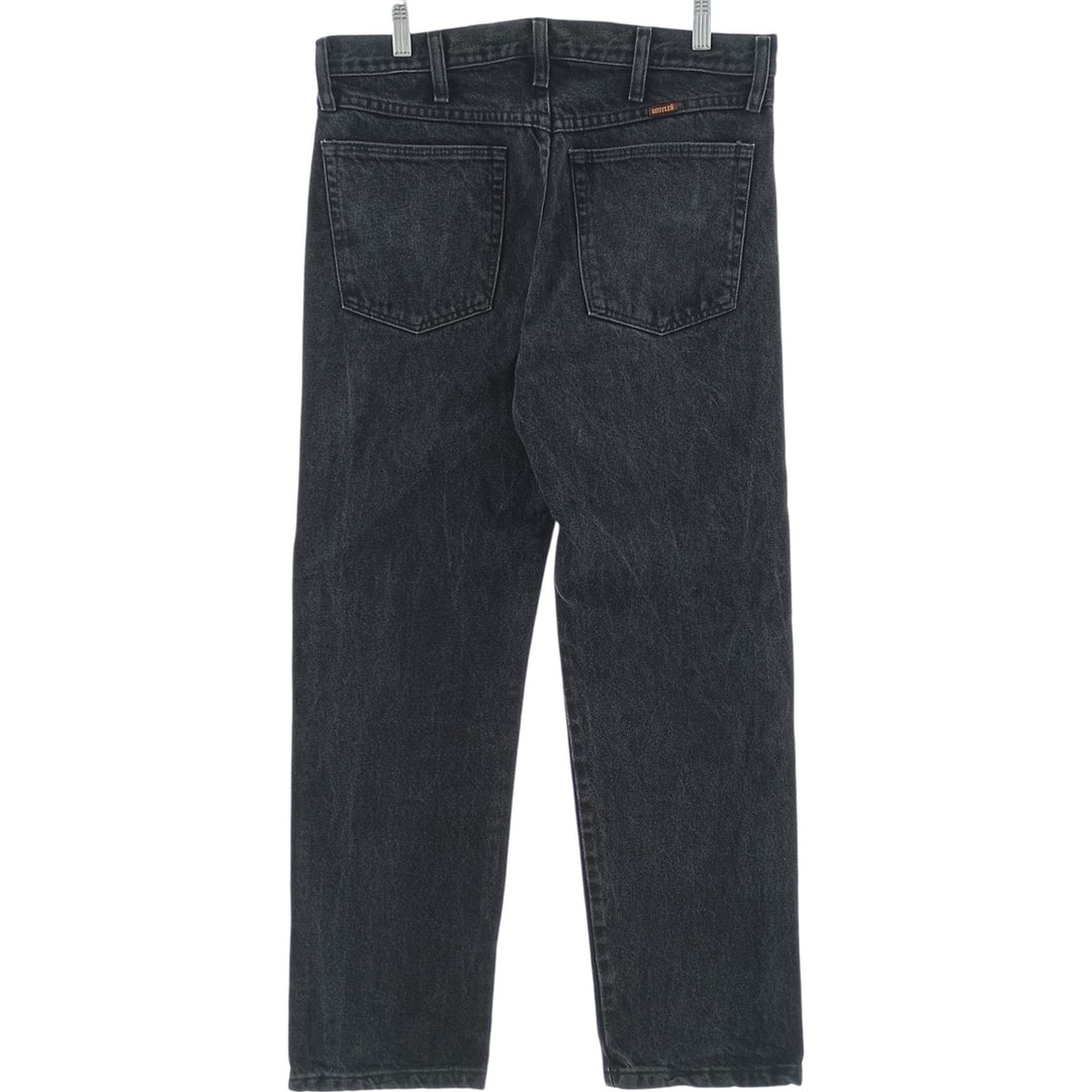 Rustler Black Denim Straight Denim Pants for Men, W33 equivalent cotton black type Vintage Second Hand