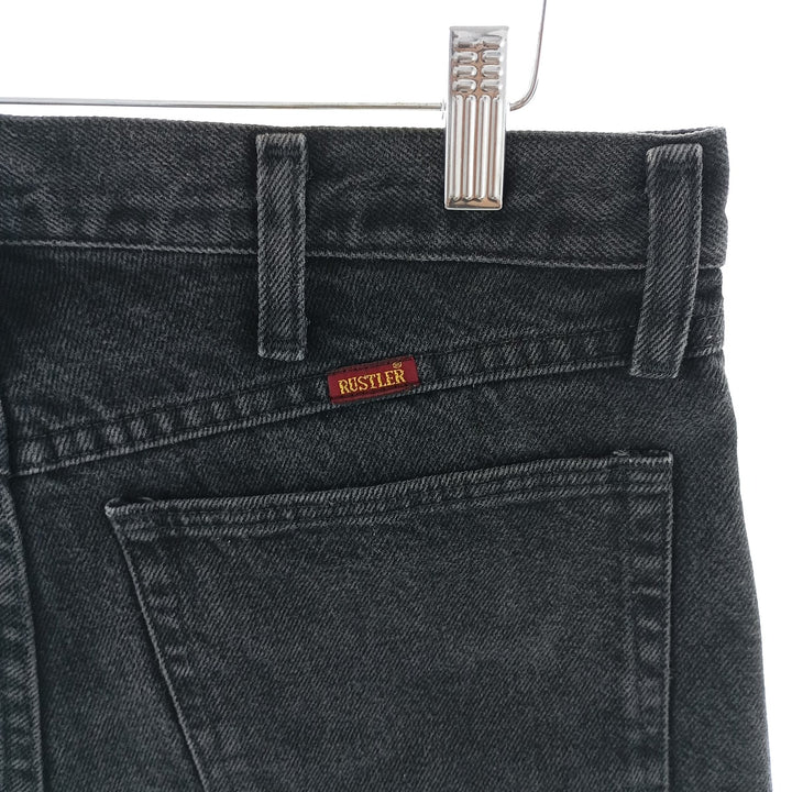 Rustler Black Denim Straight Denim Pants for Men, W33 equivalent cotton black type Vintage Second Hand